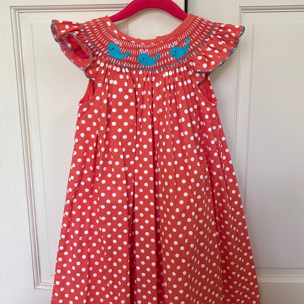 Whale smocked dress size 4T